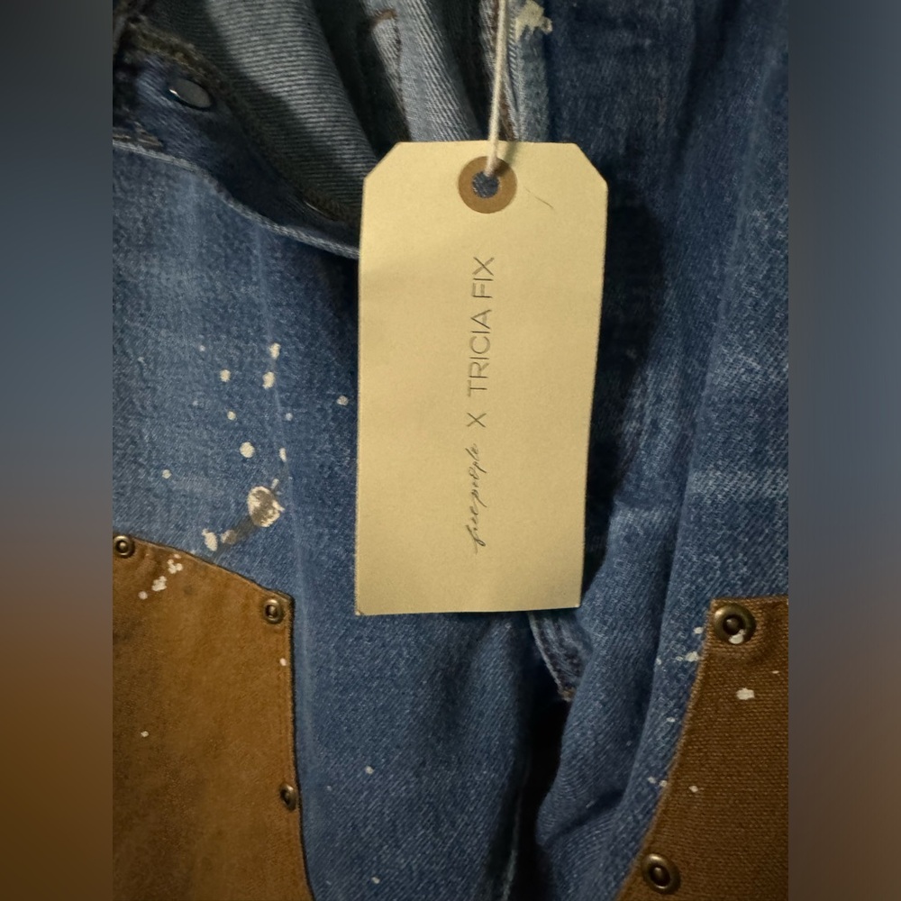 Tricia Fix Light Blue Denim Jeans with Brown Patch Panels - Picture 6 of 8
